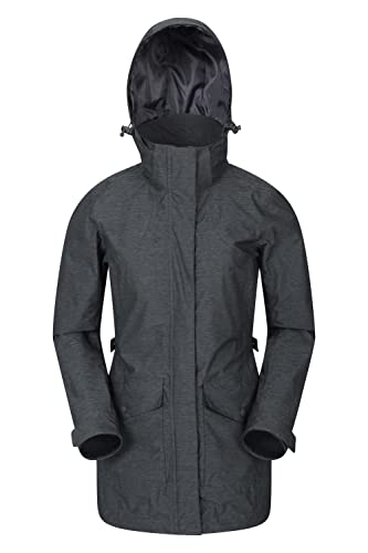 Mountain Warehouse Shore strukturierte Damenjacke – wasserdicht, Regenjacke, versiegelte Nähte, atmungsaktiv, einstellbar, Taschen - zum Spazierengehen, Joggen, Campen Grau 34 von Mountain Warehouse