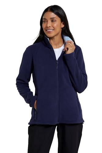 Mountain Warehouse Sky Damen-Fleece mit durchgehendem Reißverschluss – Mikrofleece-Jacke, pillingbeständiges Top, Zwischenschicht mit 2 Seitentaschen, Winter Marineblau 32 von Mountain Warehouse