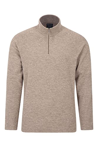 Mountain Warehouse Snowdon Herren-Fleece-Pullover - warme, leichte Fleecejacke mit Reißverschluss, zum Wandern, im Winter oder Outdoor Hellbraun S von Mountain Warehouse