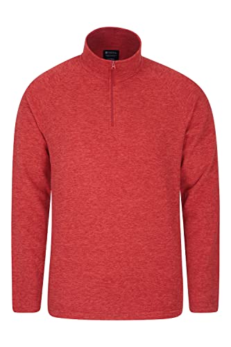 Mountain Warehouse Snowdon Herren-Fleece-Pullover - warme, leichte Fleecejacke mit Reißverschluss, zum Wandern, im Winter oder Outdoor Rot XS von Mountain Warehouse