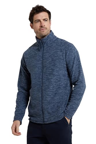 Mountain Warehouse Snowdon Herren-Fleece mit durchgehendem Reißverschluss - fusselfreie Mittelschicht, weiches, atmungsaktives Fleece-Sweatshirt, Winter Blau 3XL von Mountain Warehouse