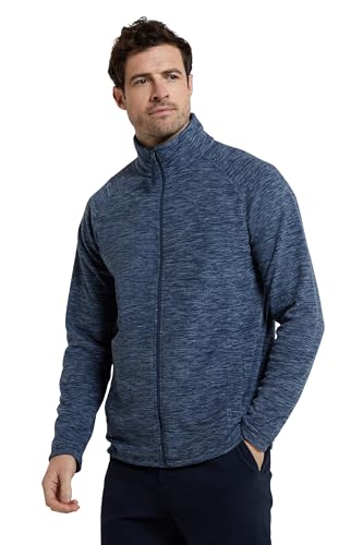 Mountain Warehouse Snowdon Herren-Fleece mit durchgehendem Reißverschluss - fusselfreie Mittelschicht, weiches, atmungsaktives Fleece-Sweatshirt, Winter Blau X-Large von Mountain Warehouse