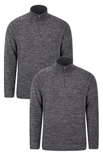 Mountain Warehouse Snowdon Herren-Fleece mit durchgehendem Reißverschluss - fusselfreie Mittelschicht, weiches, atmungsaktives Fleece-Sweatshirt, Winter Schwarz Large von Mountain Warehouse