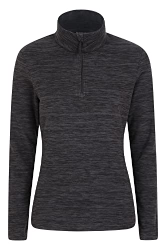 Mountain Warehouse Snowdon Melange Fleece-Pullover Damen - dünner, Warmer Winter-Pullover aus Fleece für Damen zum Laufen, Wandern, Joggen und für Sport und Outdoor Schwarz Jet 34 von Mountain Warehouse