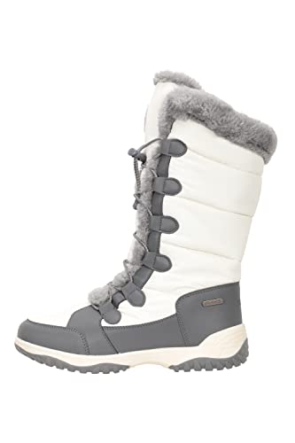 Mountain Warehouse Snowflake hohe Damen-Snowboots - schneedichte Winterschuhe, hoch atmungsaktiv, Gummi-Außensohle, EVA-Fußbett, Isotherm - für Skiurlaub, Spazieren Weiß 38 EU von Mountain Warehouse