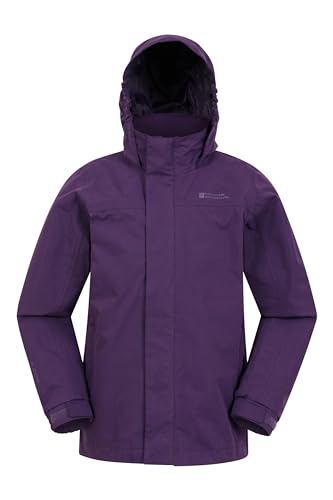 Mountain Warehouse Solar wasserdichte Kinderjacke – wasserdicht, Rip-Stop-Gewebe, versiegelte Nähte, verstellbare Bündchen und justierbare Kapuze, Mädchenjacke Beere-Rot 11-12 Jahre von Mountain Warehouse