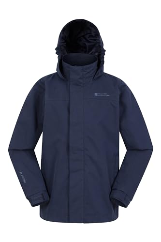 Mountain Warehouse Solar wasserdichte Kinderjacke – wasserdicht, Rip-Stop-Gewebe, versiegelte Nähte, verstellbare Bündchen und justierbare Kapuze, Mädchenjacke Marineblau 11-12 Jahre von Mountain Warehouse