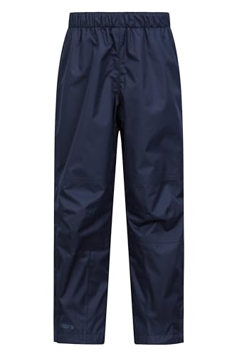 Mountain Warehouse Spray Wasserfeste Überhose für Kinder - atmungsaktive Kinder-Regenhose, Regenhose mit getapten Nähten, Strapazierfähige Überhose Marineblau 11-12 Jahre von Mountain Warehouse