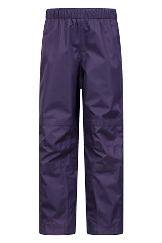 Mountain Warehouse Spray Wasserfeste Überhose für Kinder - atmungsaktive Kinder-Regenhose, Regenhose mit getapten Nähten, Strapazierfähige Überhose Violett 11-12 Jahre von Mountain Warehouse