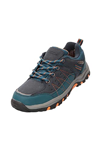 Mountain Warehouse Stampede Wanderschuhe für Kinder - Laufschuhe, wasserfeste Trekkingschuhe, Schuhe für Kinder aus Wildleder und Netzstoff Petrolblau 30.5 von Mountain Warehouse