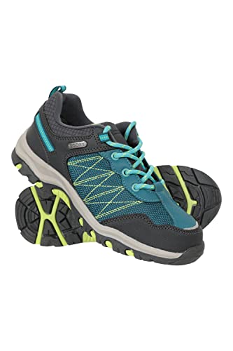 Mountain Warehouse Stampede Wanderschuhe für Kinder - Laufschuhe, wasserfeste Trekkingschuhe, Schuhe für Kinder aus Wildleder und Netzstoff Zweifarbiges Grün 32 von Mountain Warehouse