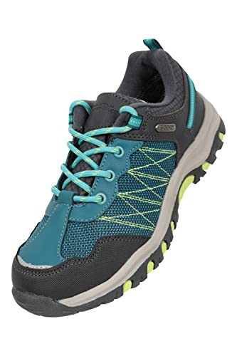 Mountain Warehouse Stampede Wanderschuhe für Kinder - Laufschuhe, wasserfeste Trekkingschuhe, Schuhe für Kinder aus Wildleder und Netzstoff Zweifarbiges Grün 34 von Mountain Warehouse