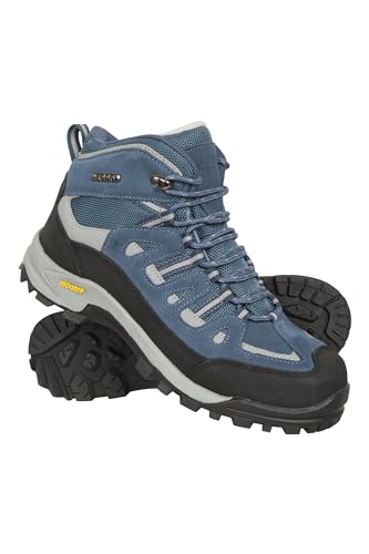 Mountain Warehouse Storm wasserdichte Damenstiefel - Langlebige Wanderschuhe, Wildleder- & Netzobermaterial, Netzfutter, gepol. Fußbett - Ideal zum Spazieren & Wandern Blau 39 EU von Mountain Warehouse