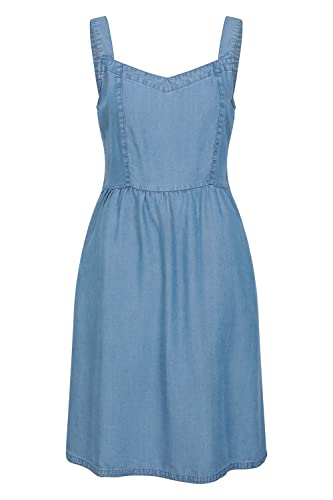 Mountain Warehouse Summer Time Damen-Chambray-Kleid - leichtes, atmungsaktives Damen-Sommerkleid, pflegeleicht - ideal für Urlaub, Strand, Reisen, Laufen Blau 34 von Mountain Warehouse