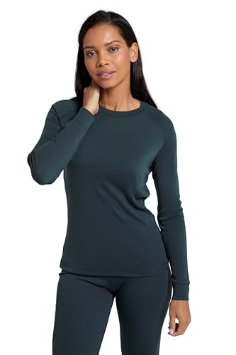 Mountain Warehouse Talus Damen Langarm Winter Baselayer Oberteil, Rundhals -Unterhemd Funktionsunterwäsche Langarmshirt Thermounterwäsche Dunkel Grün (Rundhalsausschnitt) Damengröße EU 46 von Mountain Warehouse