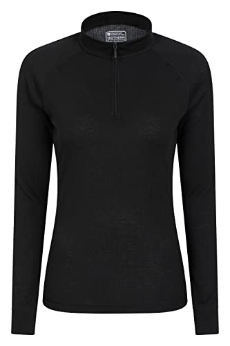 Mountain Warehouse Talus Damen Langarm Winter Baselayer Oberteil, Rundhals -Unterhemd Funktionsunterwäsche Langarmshirt Thermounterwäsche Schwarz 38 von Mountain Warehouse