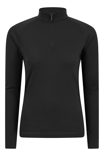 Mountain Warehouse Talus Damen Winter Baselayer Oberteil, Reißverschluss -Unterhemd Funktionsunterwäsche Thermounterwäsche Schwarz (Reißverschluss am Hals) Damengröße EU 40 von Mountain Warehouse
