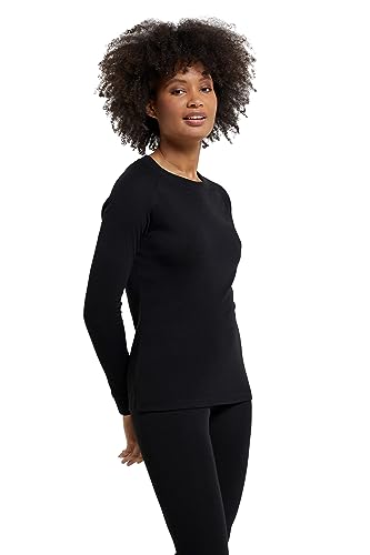 Mountain Warehouse Talus Damen Langarm Winter Baselayer Oberteil, Rundhals -Unterhemd Funktionsunterwäsche Langarmshirt Thermounterwäsche Schwarz (Rundhalsausschnitt) Damengröße EU 54 von Mountain Warehouse