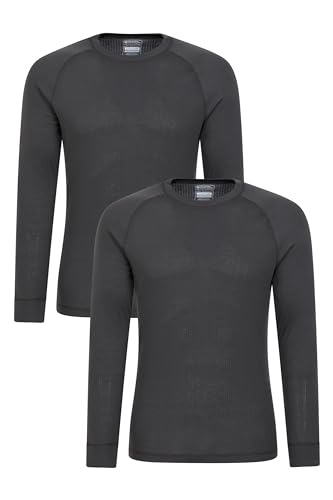 Mountain Warehouse Talus Herren Langarm Oberteil Baselayer Unterhemd Funktionsunterwäsche Pullover Langarmshirt Thermounterwäsche Ski Snowboard, Winter Kohle Large von Mountain Warehouse