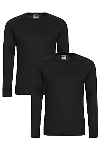 Mountain Warehouse Talus Herren Langarm Oberteil Baselayer Unterhemd Funktionsunterwäsche Pullover Langarmshirt Thermounterwäsche Ski Snowboard, Winter Schwarz 4X-Large von Mountain Warehouse