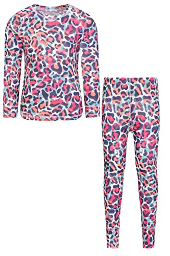 Mountain Warehouse Talus Gemustertes Kinder Baselayer-Top & Hosen Set Intensiv Pink Kinder 104 EU (3-4 Jahre) von Mountain Warehouse