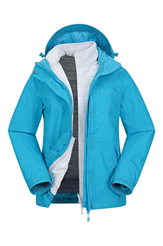 Mountain Warehouse Thunderstorm 3-in-1-Damenjacke – Regenjacke, wasserdichte Außenschicht, verstellbar, herausnehmbare Fleece-Innenjacke – für Reisen, Outdoor, winter Blau 44 von Mountain Warehouse