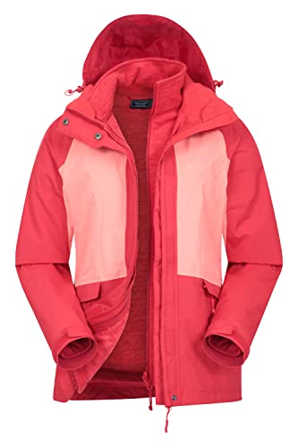 Mountain Warehouse Thunderstorm 3-in-1-Damenjacke – Regenjacke, wasserdichte Außenschicht, verstellbar, herausnehmbare Fleece-Innenjacke – für Reisen, Outdoor, winter Dunkelrot 46 von Mountain Warehouse