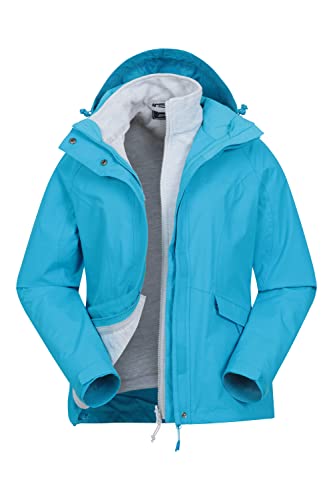 Mountain Warehouse Thunderstorm 3-in-1-Damenjacke – Regenjacke, wasserdichte Außenschicht, verstellbar, herausnehmbare Fleece-Innenjacke – für Reisen, Outdoor, winter Türkis 34 von Mountain Warehouse