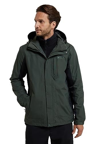 Mountain Warehouse Thunderstorm Wasserfeste 3 in 1 Herren Winterjacke, warmer Fleecejacke, Regenjacke, Herrenjacke, Funktionsjacke, Allwetterjacke, Doppeljacke, Winter Khaki 3XL von Mountain Warehouse