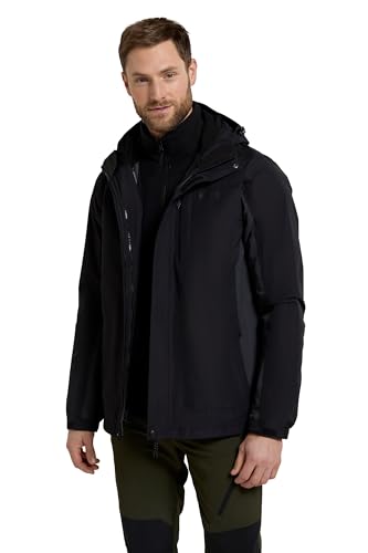 Mountain Warehouse Thunderstorm Wasserfeste 3 in 1 Herren Winterjacke, warmer Fleecejacke, Regenjacke, Herrenjacke, Funktionsjacke, Allwetterjacke, Doppeljacke, Winter Dunkelgrau Large von Mountain Warehouse