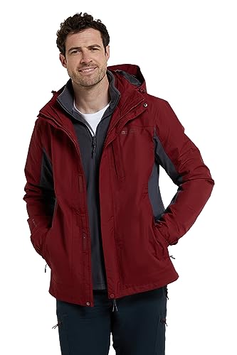 Mountain Warehouse Thunderstorm Wasserfeste 3 in 1 Herren Winterjacke, warmer Fleecejacke, Regenjacke, Herrenjacke, Funktionsjacke, Allwetterjacke, Doppeljacke, Winter Rot M von Mountain Warehouse