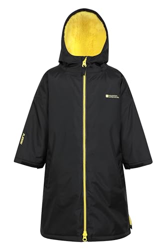 Mountain Warehouse Tidal wasserdichter Kinderbademantel - IsoTherm und winddichte Strandkleidung mit Fleece-Futter, für Jungen und Mädchen - Ideal für Sommer, Strand Tiefschwarz Large von Mountain Warehouse