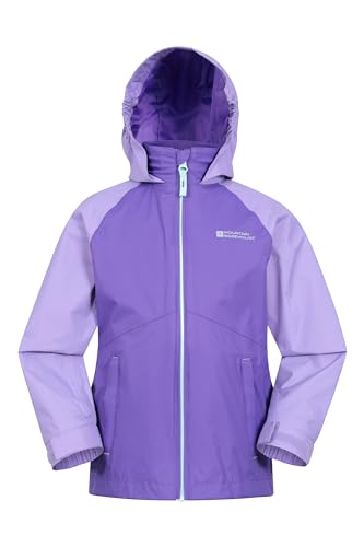 Mountain Warehouse Torrent Wasserdichte Kinderjacke - leichte Regenjacke für Kinder mit versiegelten Nähten, atmungsaktiv, für Mädchen und Jungen - zum Wandern Lila 11-12 Jahre von Mountain Warehouse