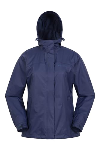 Mountain Warehouse Torrent Jacke für Damen - Wasserfeste Regenjacke, leichter Mantel, versiegelte Nähte, Damenjacke mit Taschen - Ideal für Reisen, Camping, Herbst Marineblau 38 von Mountain Warehouse