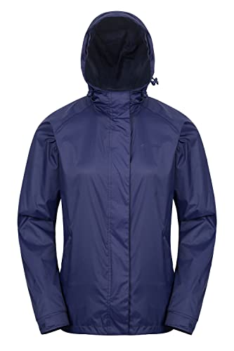 Mountain Warehouse Torrent Jacke für Damen - Wasserfeste Regenjacke, leichter Mantel, versiegelte Nähte, Damenjacke mit Taschen - Ideal für Reisen, Camping, Herbst Marineblau 44 von Mountain Warehouse