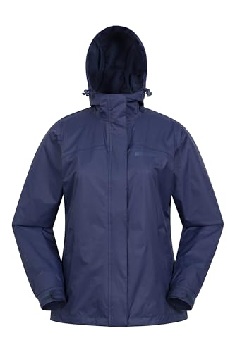Mountain Warehouse Torrent Jacke für Damen - Wasserfeste Regenjacke, leichter Mantel, versiegelte Nähte, Damenjacke mit Taschen - Ideal für Reisen, Camping, Herbst Marine Damengröße EU 38 von Mountain Warehouse