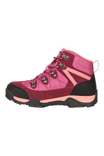 Mountain Warehouse Trail wasserdichte Kinderstiefel – Mädchen- und Jungenschuhe aus Synthetikmesh, Eva-Fußbett, Kinderschuhe, hohe Traktion – ideal zum Wandern, Laufen Beere-Rot 32 von Mountain Warehouse