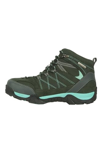 Mountain Warehouse Trail wasserdichte Kinderstiefel – Mädchen- und Jungenschuhe aus Synthetikmesh, Eva-Fußbett, Kinderschuhe, hohe Traktion – ideal zum Wandern, Laufen Blaugrün 33 von Mountain Warehouse