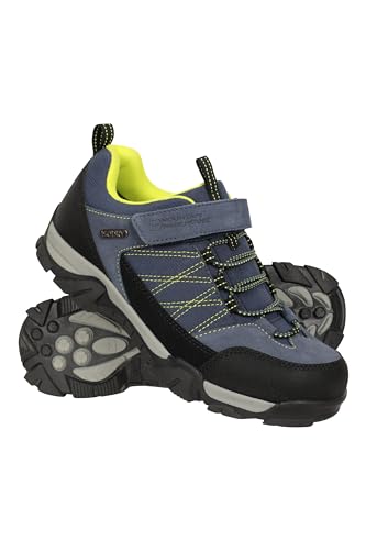 Mountain Warehouse Trail wasserdichte Wanderschuhe für Kinder – Atmungsaktive Plimsolls mit Obermaterial aus Wildleder/Netz, Gummisohle/Eva-Dämpfung – Wandern, Draußen Marine Kinder-Schuhgröße 34 DE von Mountain Warehouse