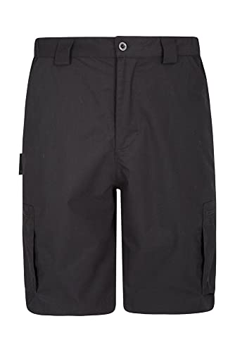 Mountain Warehouse Trek Herrenshorts - Leichte Herbst Wintershorts, strapazierfähige Cargoshorts, Bequeme Hose, 7 Taschen - Für Trekking, Bergwandern, Laufen, Camping Schwarz 60W von Mountain Warehouse