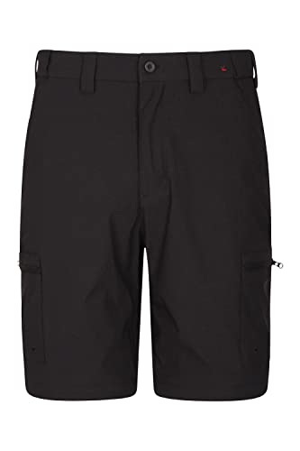 Mountain Warehouse Trek Herrenshorts mit Stretchanteil - Schnelltrocknende Cargoshorts, leichte Herbst Wintershorts, verstellbar, lässige Passform, dehnbar - Für Bergwandern Schwarz 46W von Mountain Warehouse