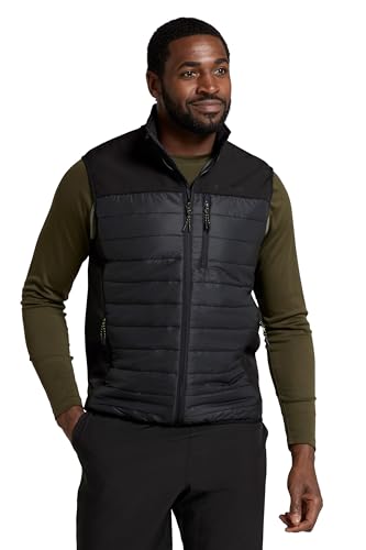 Mountain Warehouse Turbine wattiertes Herren-Gilet – leichte, gepolsterte Insulationsweste, Sweater mit Reißverschlusstaschen – zum Campen im Winter Schwarz X-Large von Mountain Warehouse