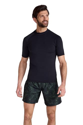 Mountain Warehouse UV-Rash Guard für Herren – Leichtes, Schnell Trocknendes und Dehnbares T-Shirt mit USF 50+ und Flachnähten – Für Herbst, Herbst Winter, Strand, Schwimmen Tiefschwarz X-Large von Mountain Warehouse