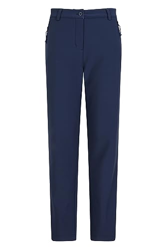 Mountain Warehouse Vermont Damen-Softshellhose - weiche, Fleece-gefütterte Damenhose, Normale Länge, Taschen mit Reißverschluss - für Reisen, Outdoor Marineblau 30 von Mountain Warehouse