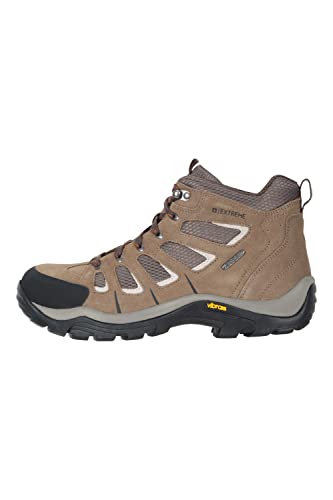 Mountain Warehouse Vibram Wasserfeste Wanderstiefel - Regenschuhe, robuste Wanderschuhe, Obermaterial Wildleder und Netzstoff - Winter-Schuhwerk für Camping, Reise Braun 42 von Mountain Warehouse