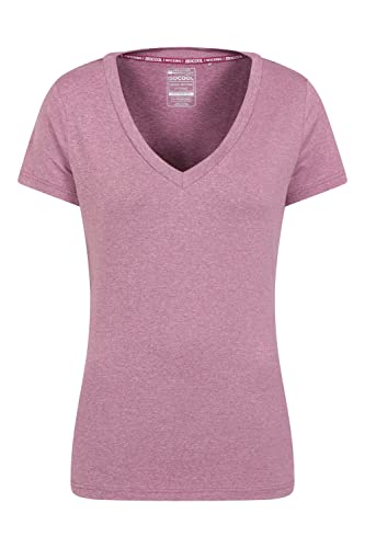 Mountain Warehouse Vitality Damen-T-Shirt mit V-Ausschnitt - leicht, atmungsaktiv, guter Feuchtigkeitstransport, pflegeleichtes Damen-T-Shirt - Für Reisen,Herbst Beere-Rot 40 von Mountain Warehouse