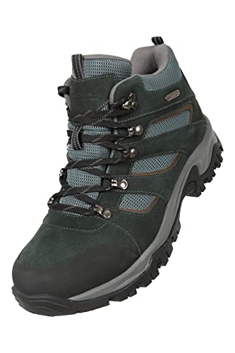 Mountain Warehouse Voyage Wasserdichte mittelhohe Herren-Wanderschuhe - Obermaterial Wildleder/Netz, EVA-Zwischensohle, Gummi-Laufsohle - Schuhe für Wandern, Trekking Schwarz 42 von Mountain Warehouse