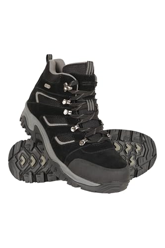 Mountain Warehouse Voyage Wasserdichte mittelhohe Herren-Wanderschuhe - Obermaterial Wildleder/Netz, EVA-Zwischensohle, Gummi-Laufsohle - Schuhe für Wandern, Trekking Schwarz Jet 46 von Mountain Warehouse