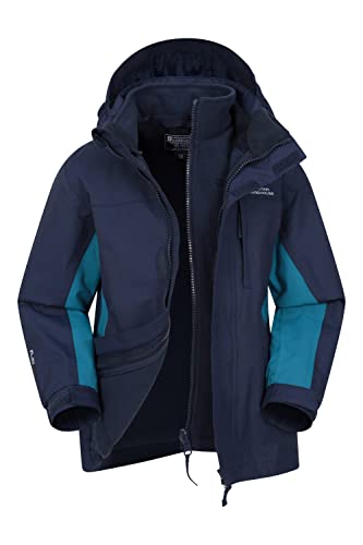 Mountain Warehouse Wasserfeste Cannonball Kinder-3-in-1-Jacke - atmungsaktive Dreiklima Winterjacke mit versiegelten Nähten und abnehmbarer Kapuze. Blau Kinder 104 DE (3-4 Jahre) von Mountain Warehouse