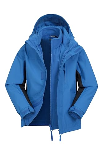 Mountain Warehouse Wasserfeste Cannonball Kinder-3-in-1-Jacke - atmungsaktive Dreiklima Winterjacke mit versiegelten Nähten und abnehmbarer Kapuze. Leuchtend Blau Kinder 128 EU (7-8 Jahre) von Mountain Warehouse